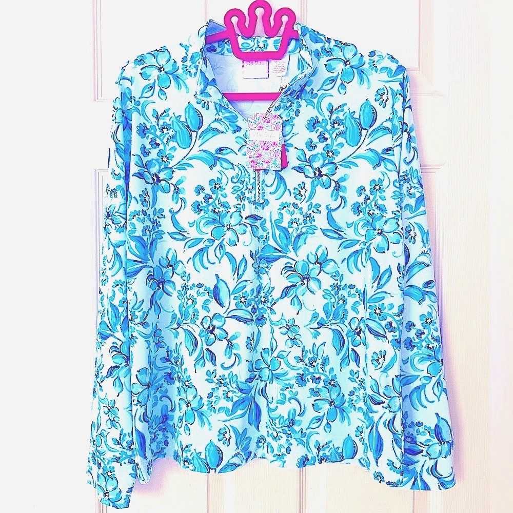 NWT Stella Parker Quarter Zip Up Pullover UPF 50+ Sun Protection Sky Blue Large